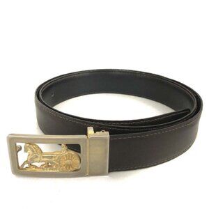 EGA CELINE Horse Carriage Leather 100cm Mens Belt Brown/2BG1045